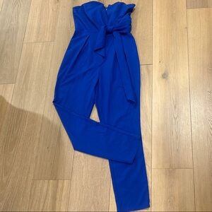 Mustard Seed Blue Long Sleeve Jumpsuit with Tie Waist